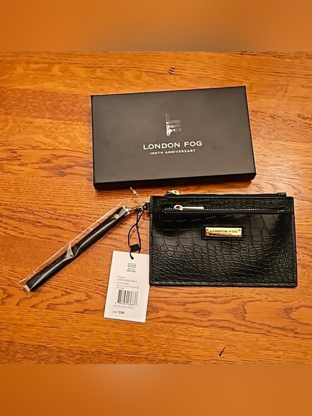 LONDON FOG Danica Croco Double Zip Wristlet Wallet NWT